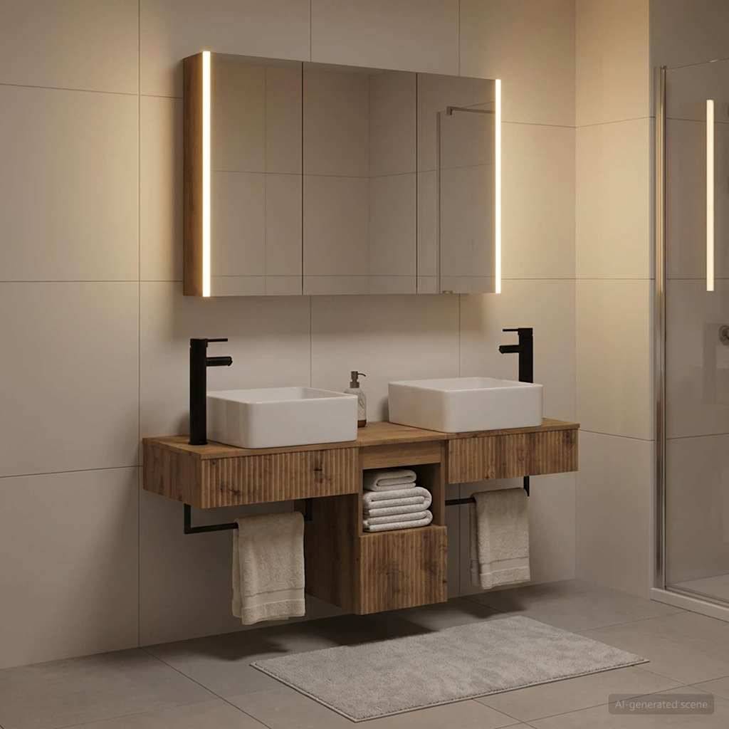 vidaXL Badezimmerschrank-Set 4 Stk. Artisan-Eiche Holzwerkstoff