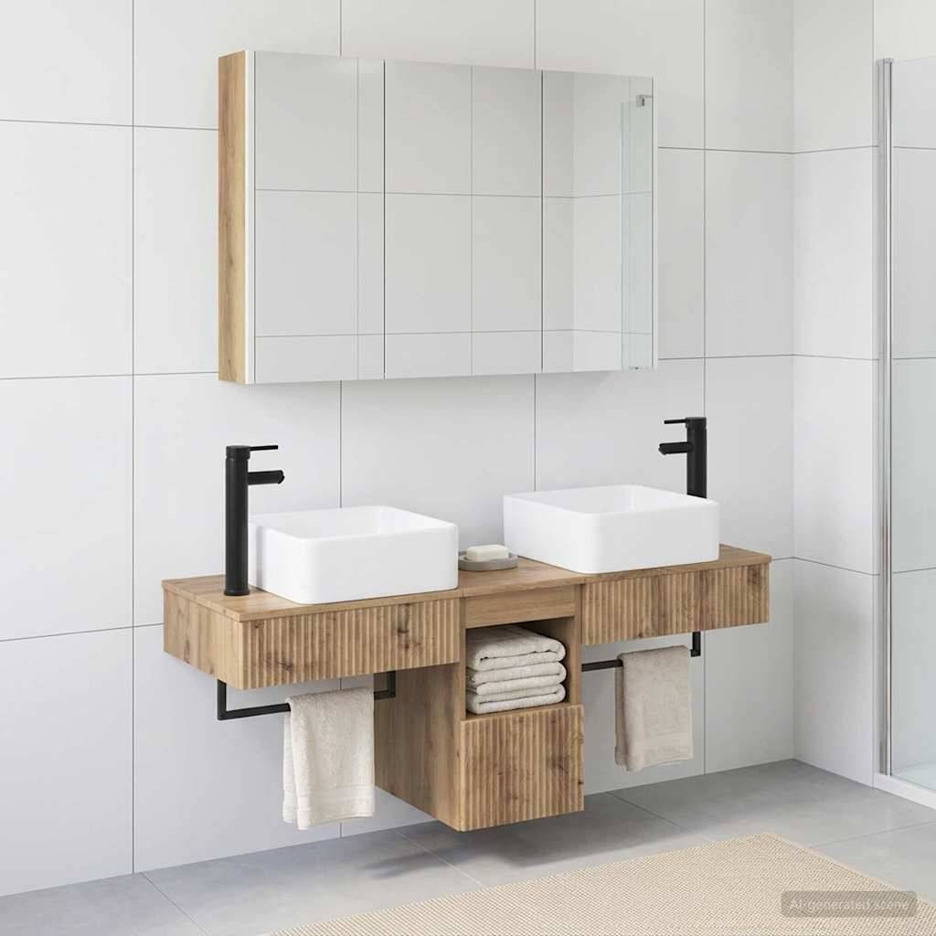 vidaXL Badezimmerschrank-Set 4 Stk. Artisan-Eiche Holzwerkstoff