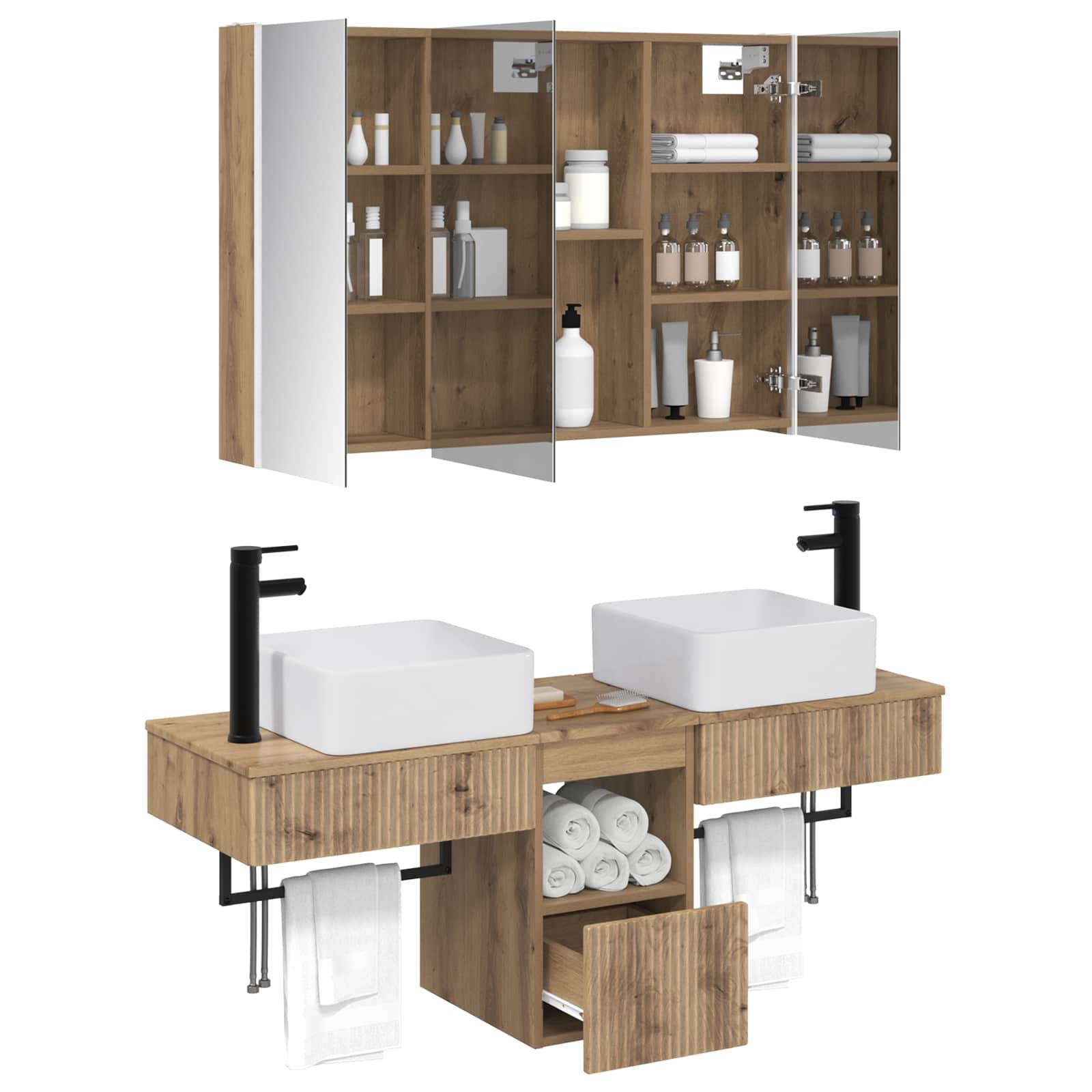 vidaXL Badezimmerschrank-Set 4 Stk. Artisan-Eiche Holzwerkstoff