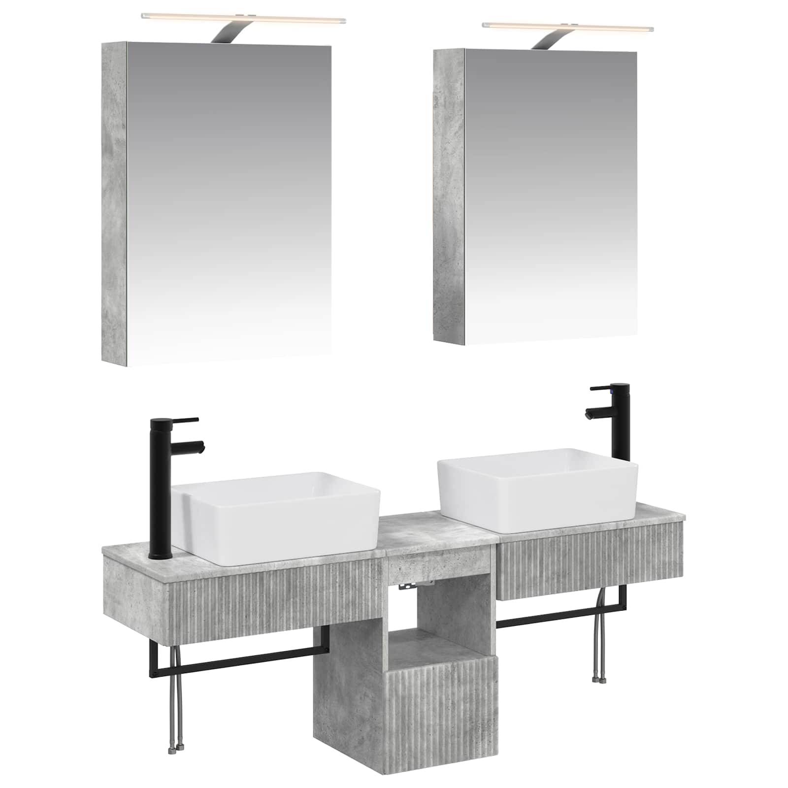 vidaXL Badezimmerschrank-Set 5 pcs Betongrau 50 x 14,5 x 70 cm