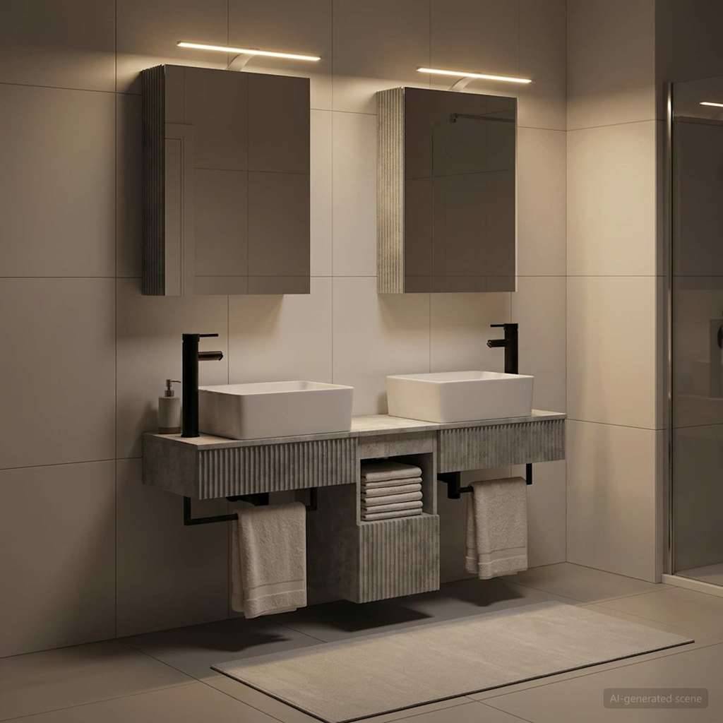 vidaXL Badezimmerschrank-Set 5 pcs Betongrau 50 x 14,5 x 70 cm