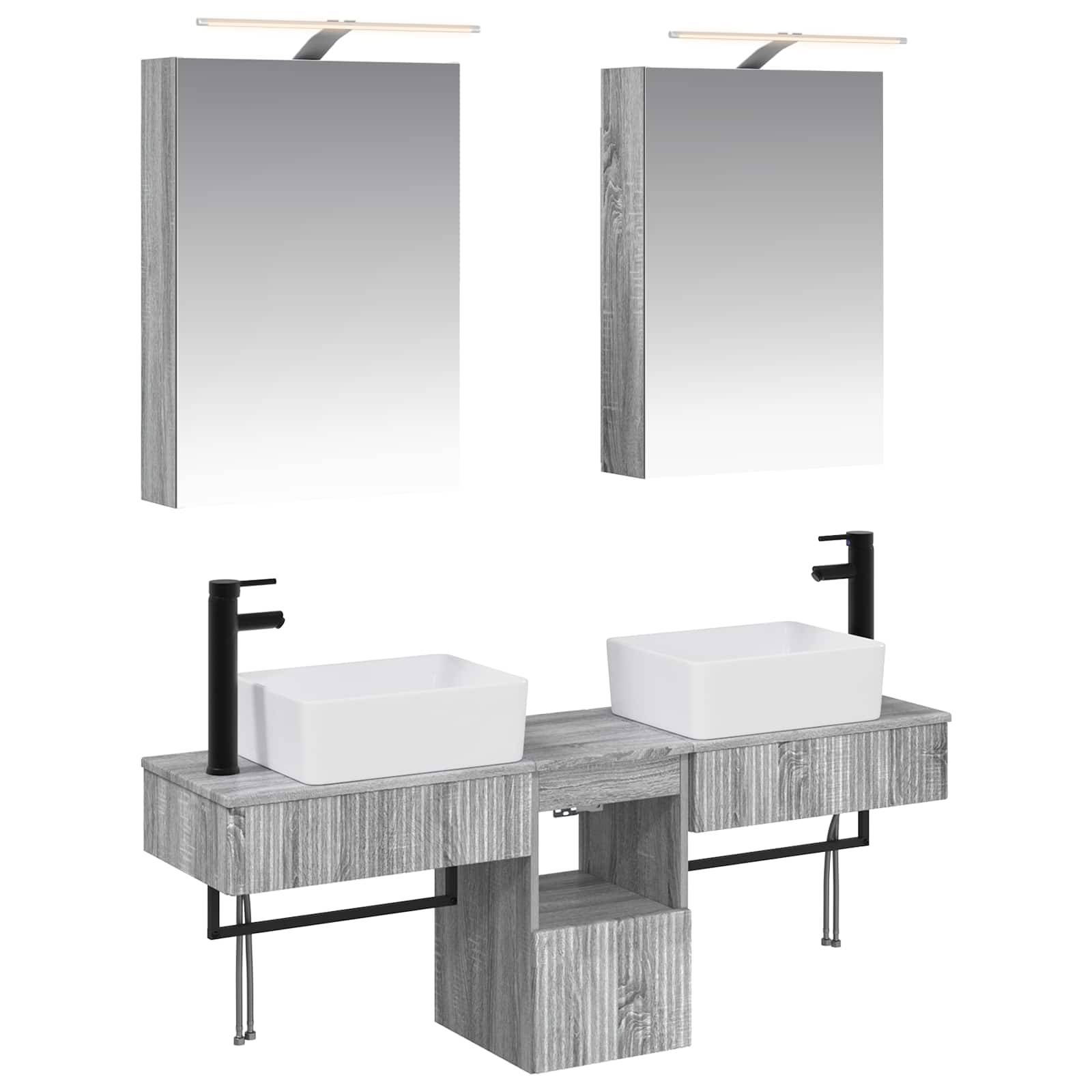 vidaXL Badezimmerschrank-Set 5 pcs Grau Sonoma 50 x 14,5 x 70 cm