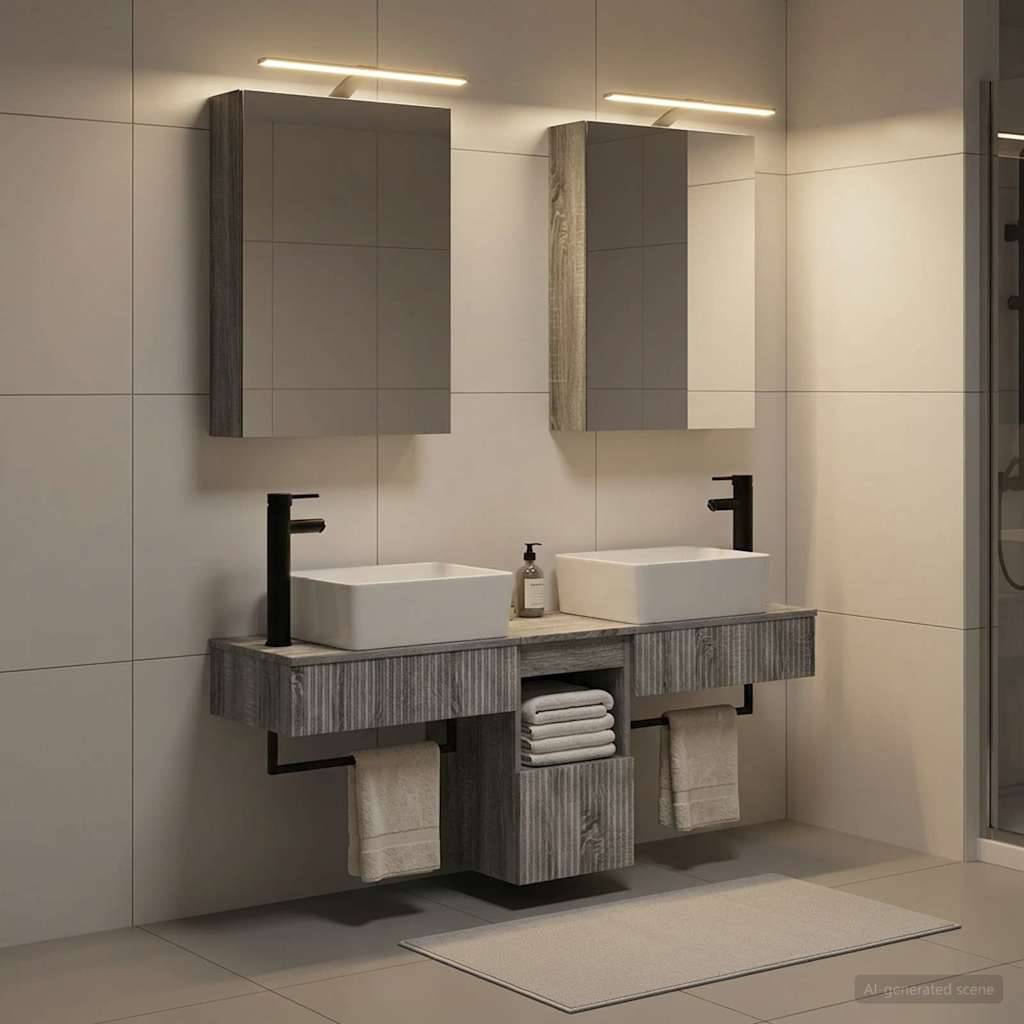 vidaXL Badezimmerschrank-Set 5 pcs Grau Sonoma 50 x 14,5 x 70 cm