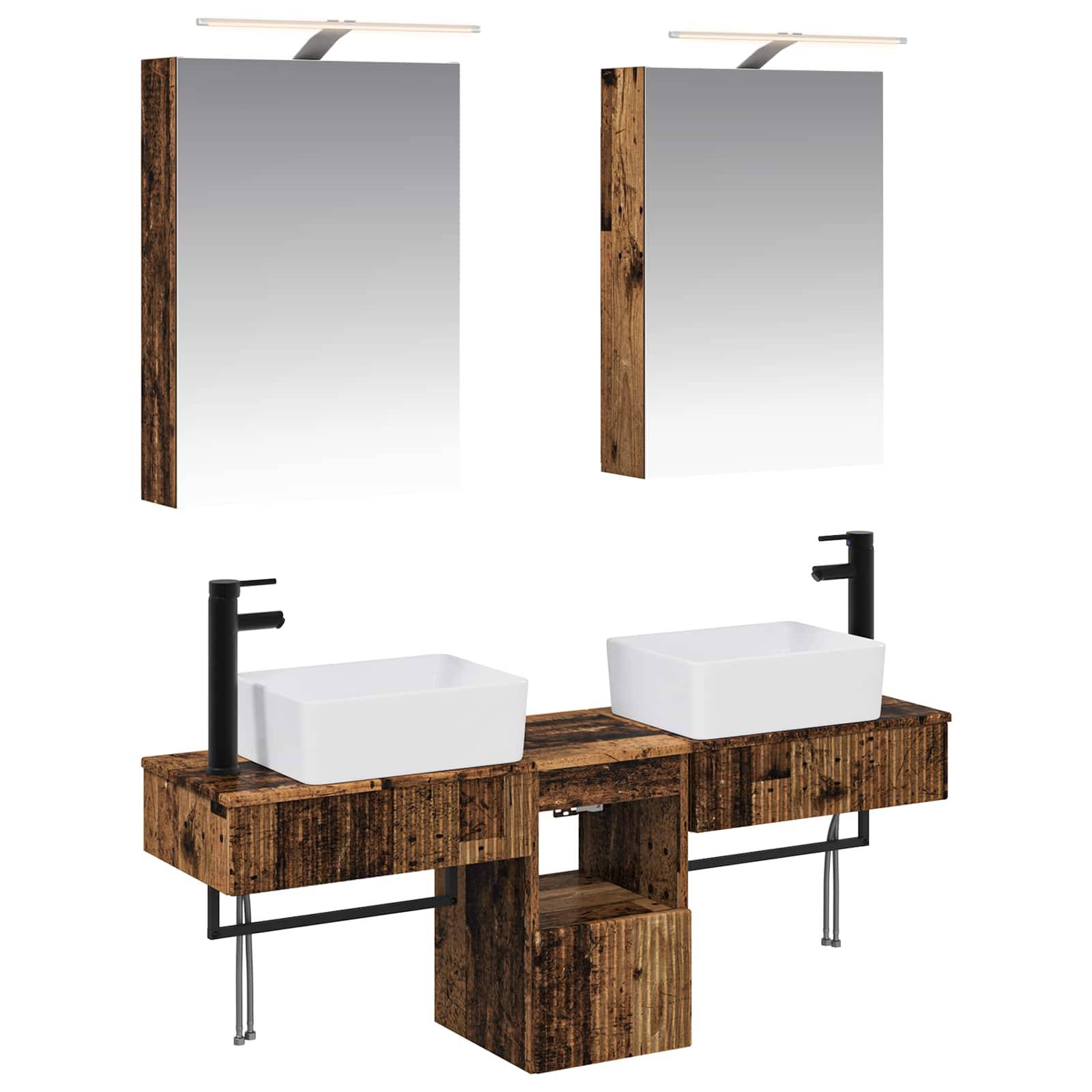 vidaXL Badezimmerschrank-Set 5 pcs Altholz 50 x 14,5 x 70 cm