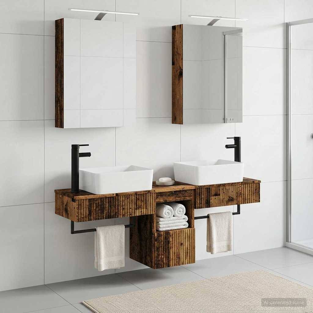 vidaXL Badezimmerschrank-Set 5 pcs Altholz 50 x 14,5 x 70 cm