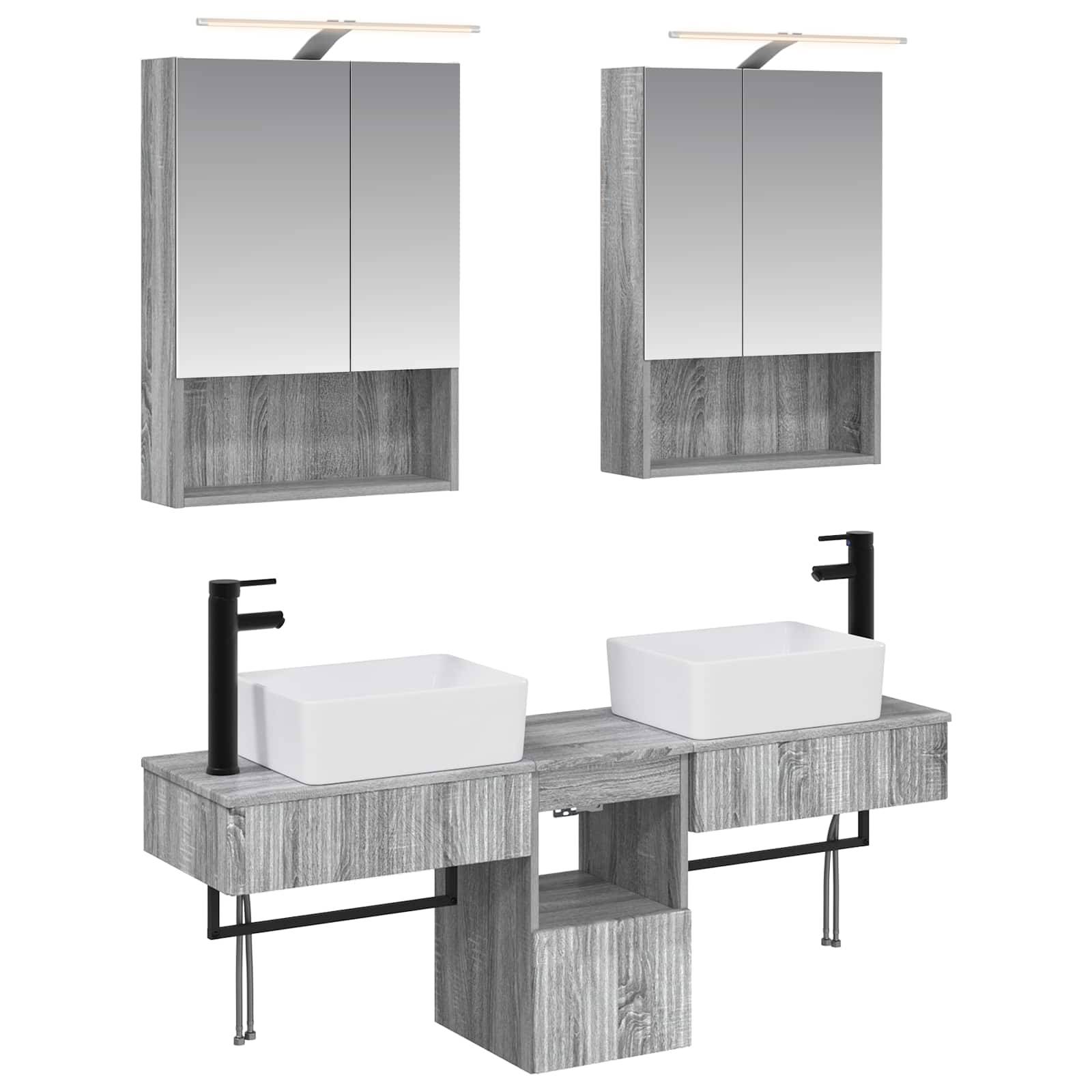 vidaXL Badezimmerschrank-Set 5 pcs Grau Sonoma 50 x 14,5 x 70 cm