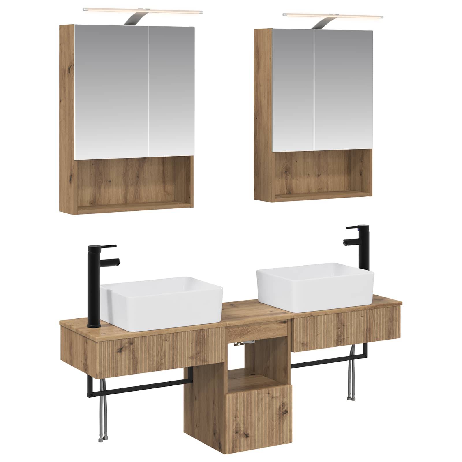 vidaXL Badezimmerschrank-Set 5 pcs Artisan-Eiche 50 x 14,5 x 70 cm
