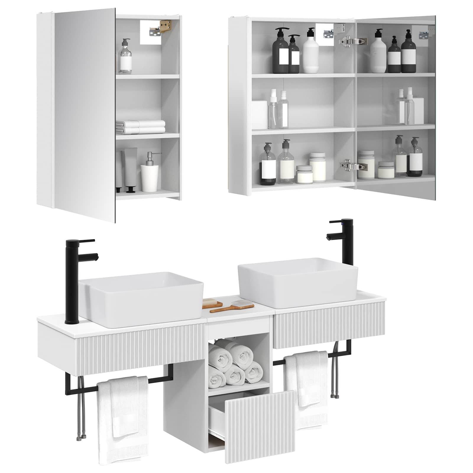 vidaXL Badezimmerschrank-Set 5 pcs Weiß 53 x 15,5 x 70 cm