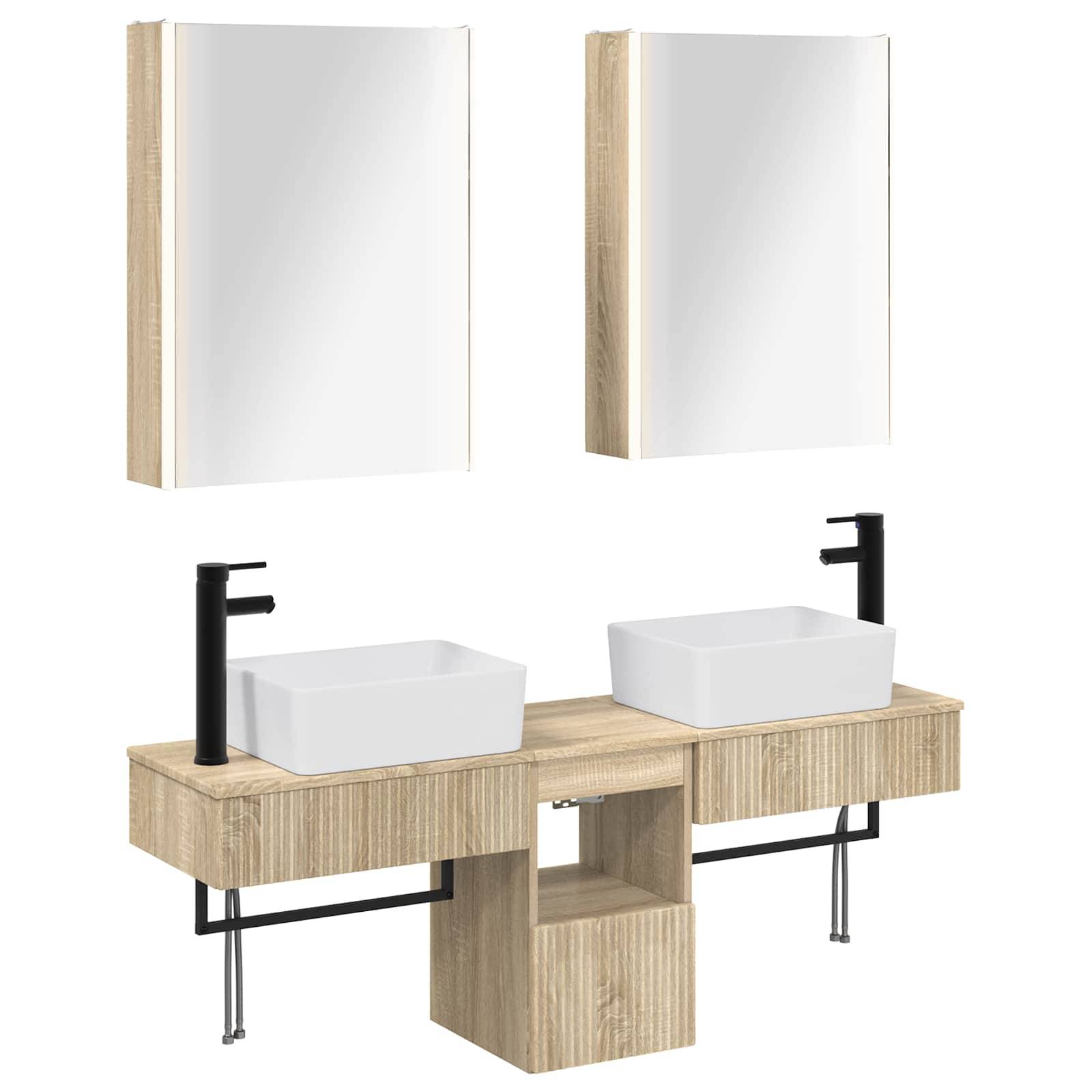 vidaXL Badezimmerschrank-Set 5 pcs Sonoma-Eiche 53 x 15,5 x 70 cm