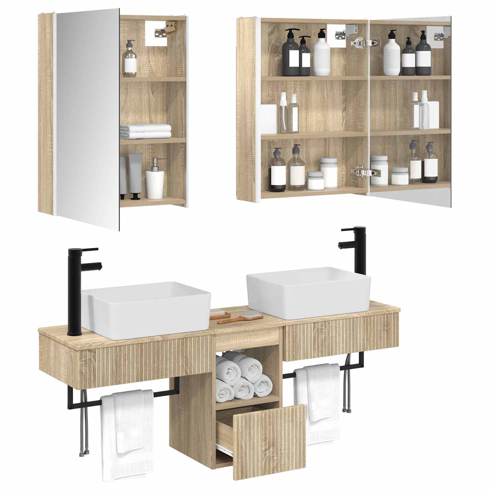 vidaXL Badezimmerschrank-Set 5 pcs Sonoma-Eiche 53 x 15,5 x 70 cm