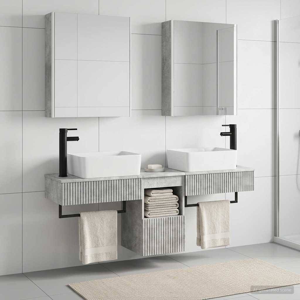 vidaXL Badezimmerschrank-Set 5 pcs Betongrau 53 x 15,5 x 70 cm