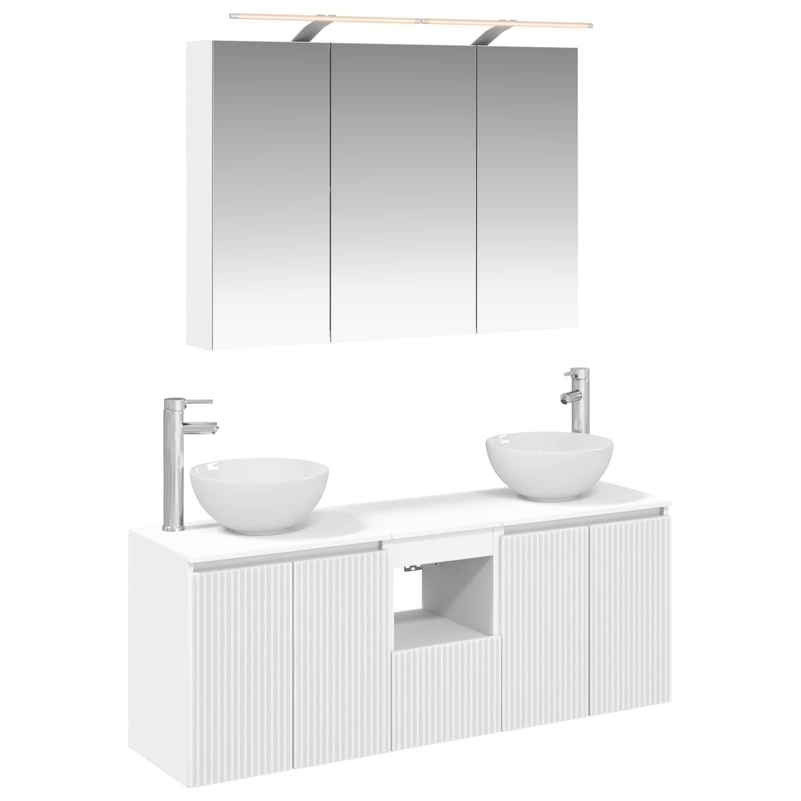 vidaXL Badezimmerschrank-Set 4 pcs Weiß 100 x 14,5 x 70 cm