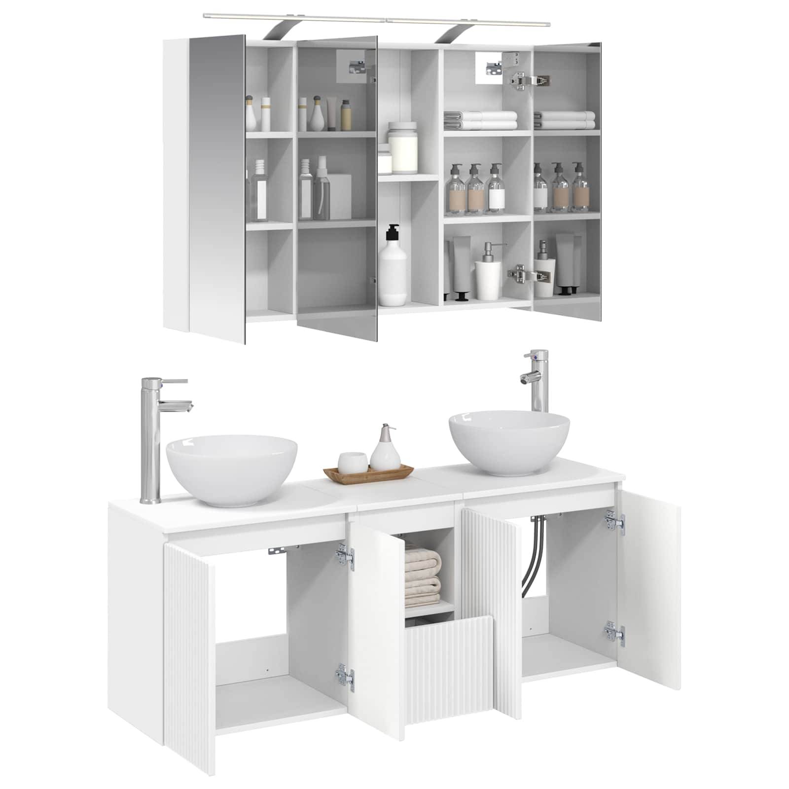 vidaXL Badezimmerschrank-Set 4 pcs Weiß 100 x 14,5 x 70 cm