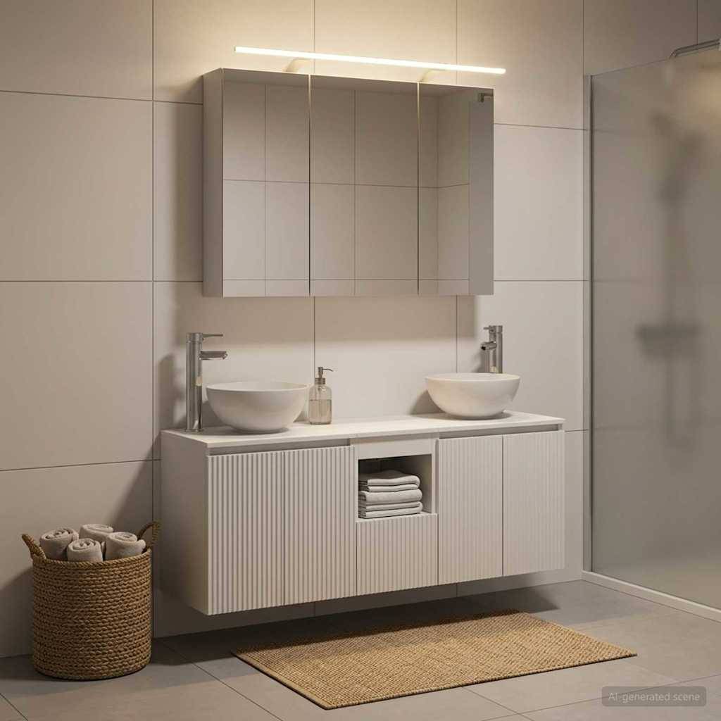 vidaXL Badezimmerschrank-Set 4 pcs Weiß 100 x 14,5 x 70 cm
