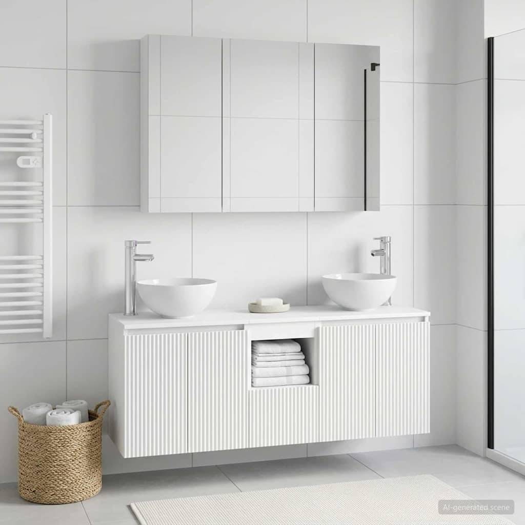 vidaXL Badezimmerschrank-Set 4 pcs Weiß 100 x 14,5 x 70 cm