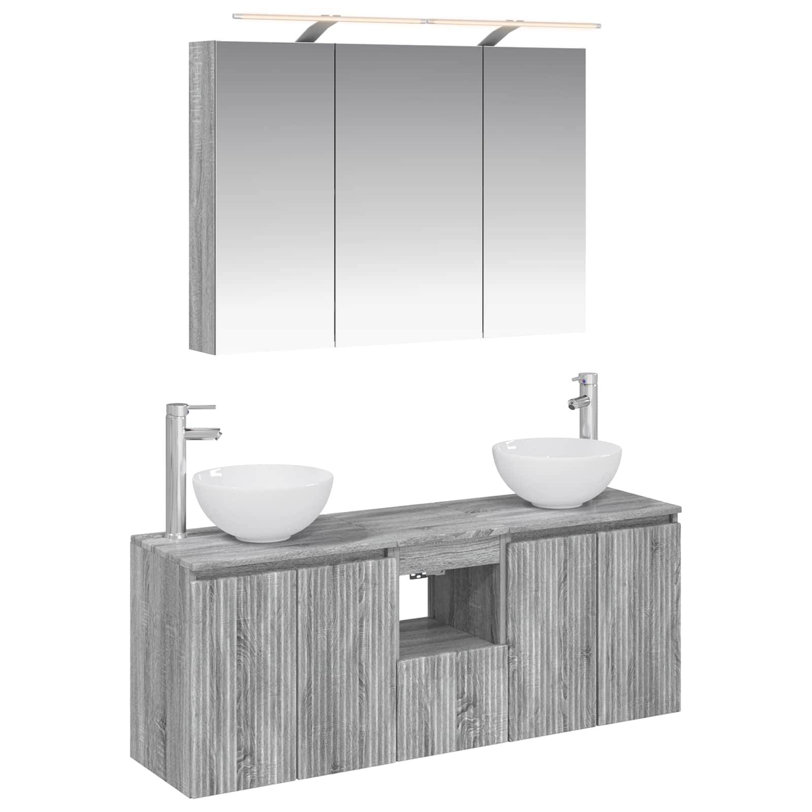 vidaXL Badezimmerschrank-Set 4 pcs Grau Sonoma 100 x 14,5 x 70 cm