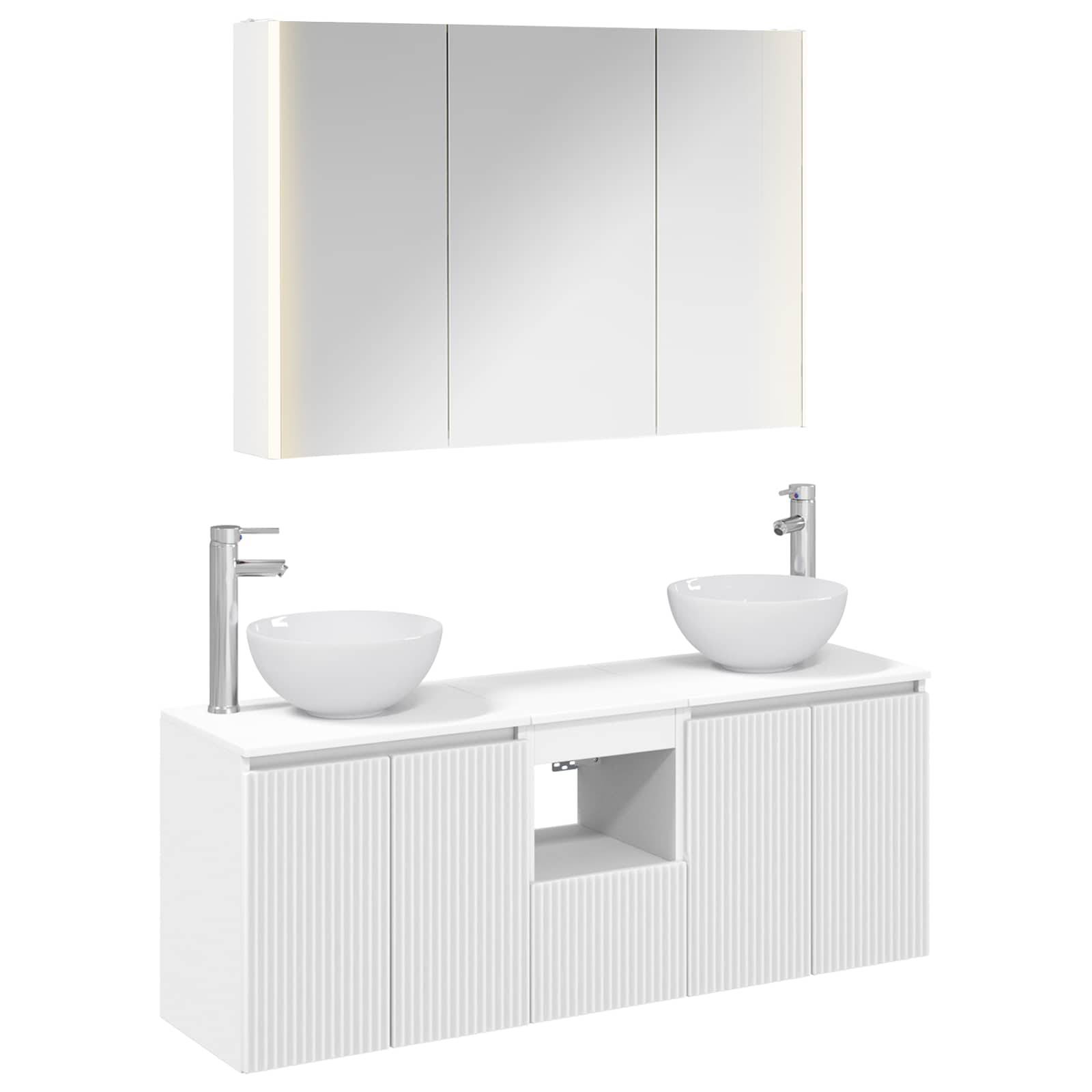 vidaXL Badezimmerschrank-Set 4 pcs Weiß 103,5 x 15,5 x 70 cm