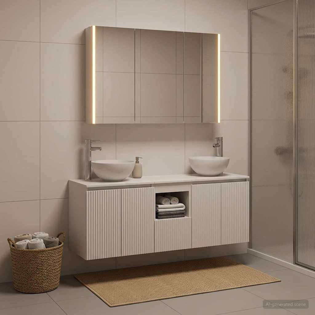 vidaXL Badezimmerschrank-Set 4 pcs Weiß 103,5 x 15,5 x 70 cm