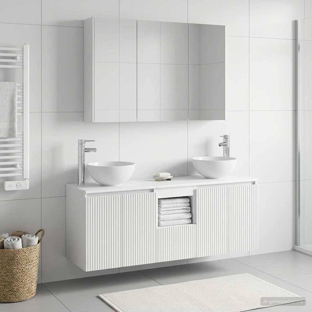 vidaXL Badezimmerschrank-Set 4 pcs Weiß 103,5 x 15,5 x 70 cm