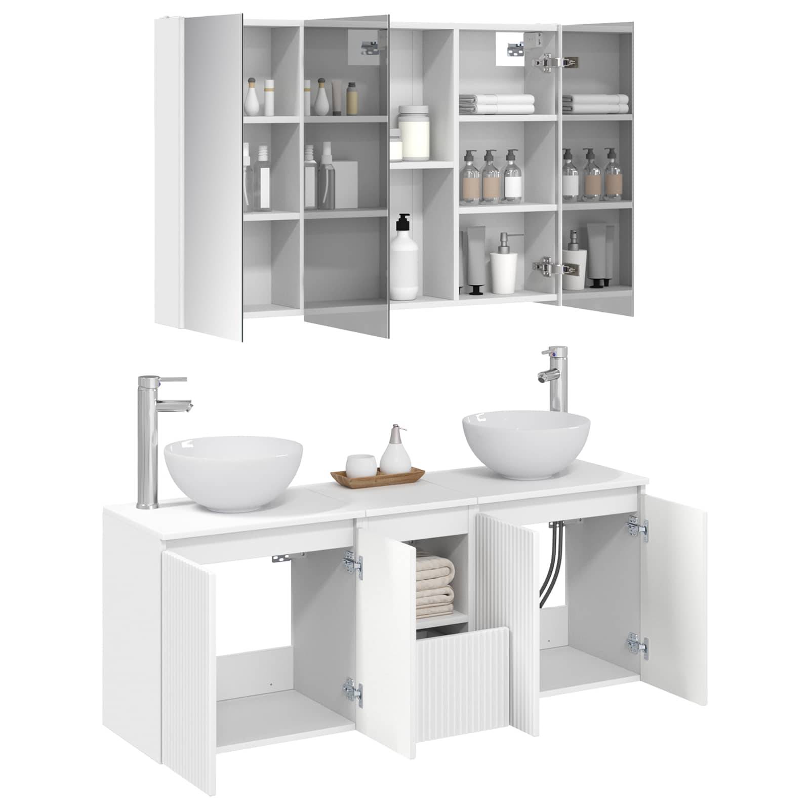 vidaXL Badezimmerschrank-Set 4 pcs Weiß 103,5 x 15,5 x 70 cm