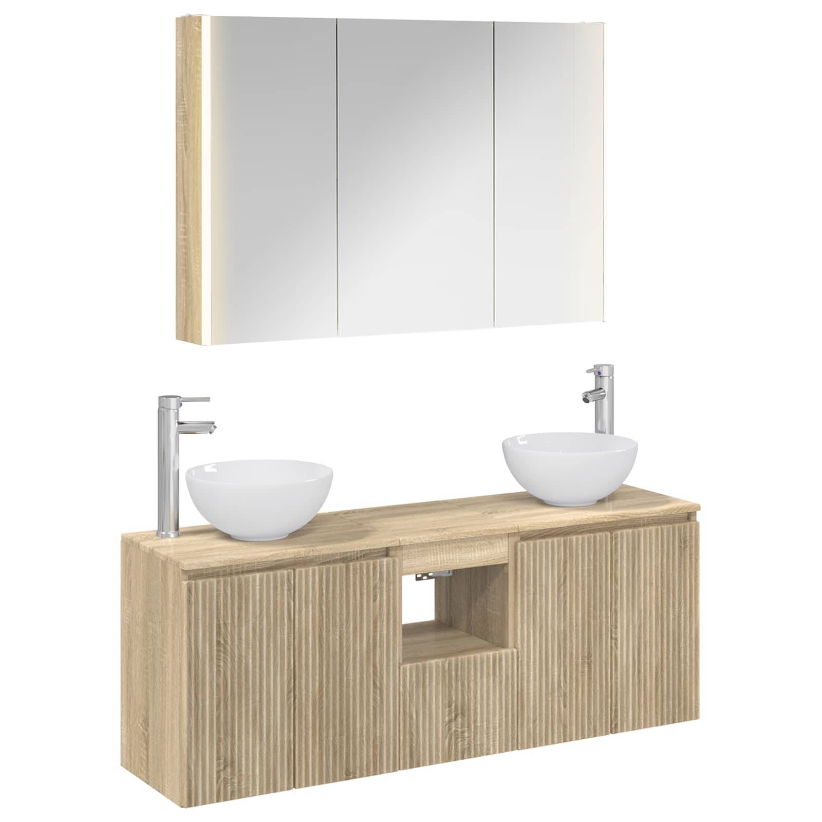 vidaXL Badezimmerschrank-Set 4 pcs Sonoma-Eiche 103,5 x 15,5 x 70 cm