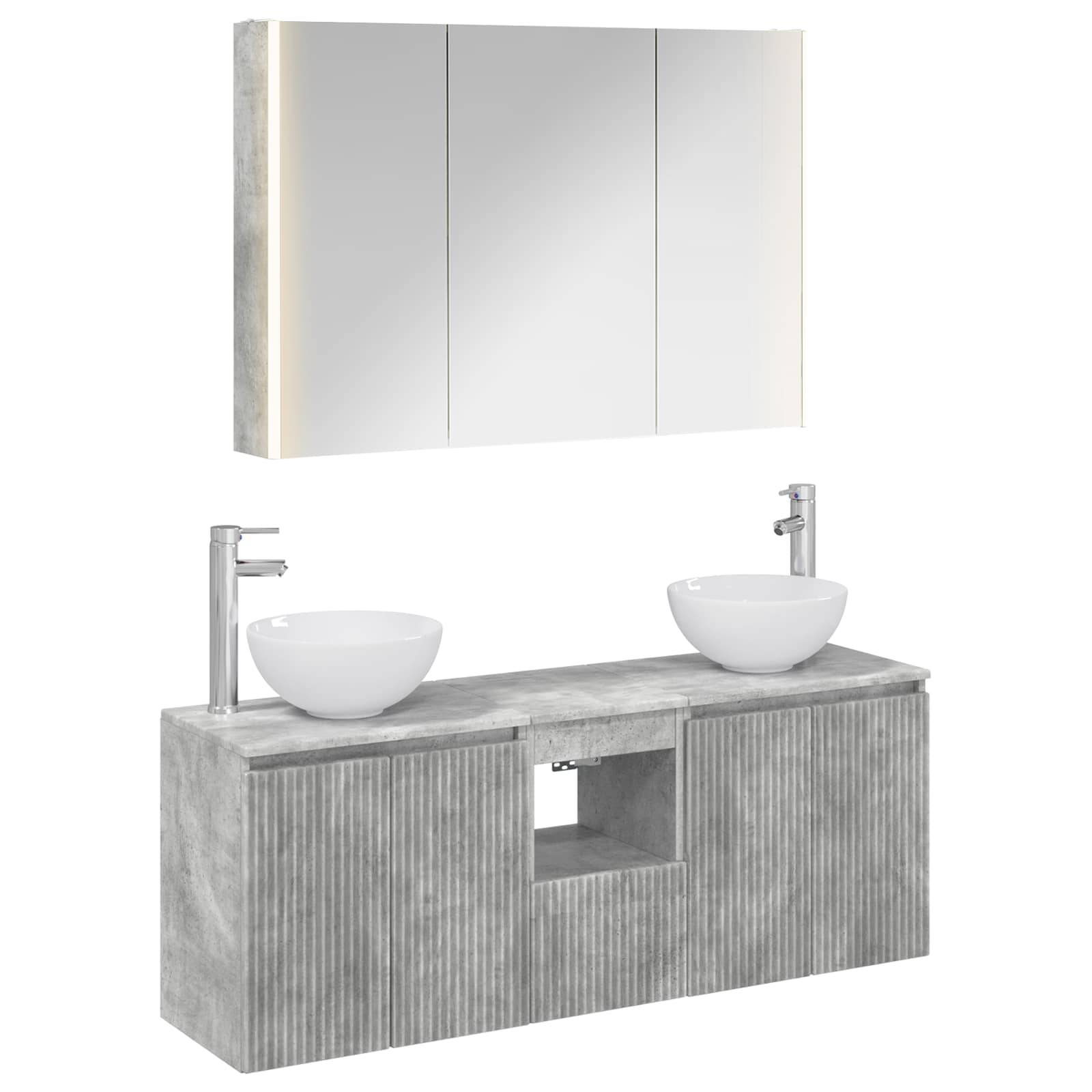 vidaXL Badezimmerschrank-Set 4 pcs Betongrau 103,5 x 15,5 x 70 cm