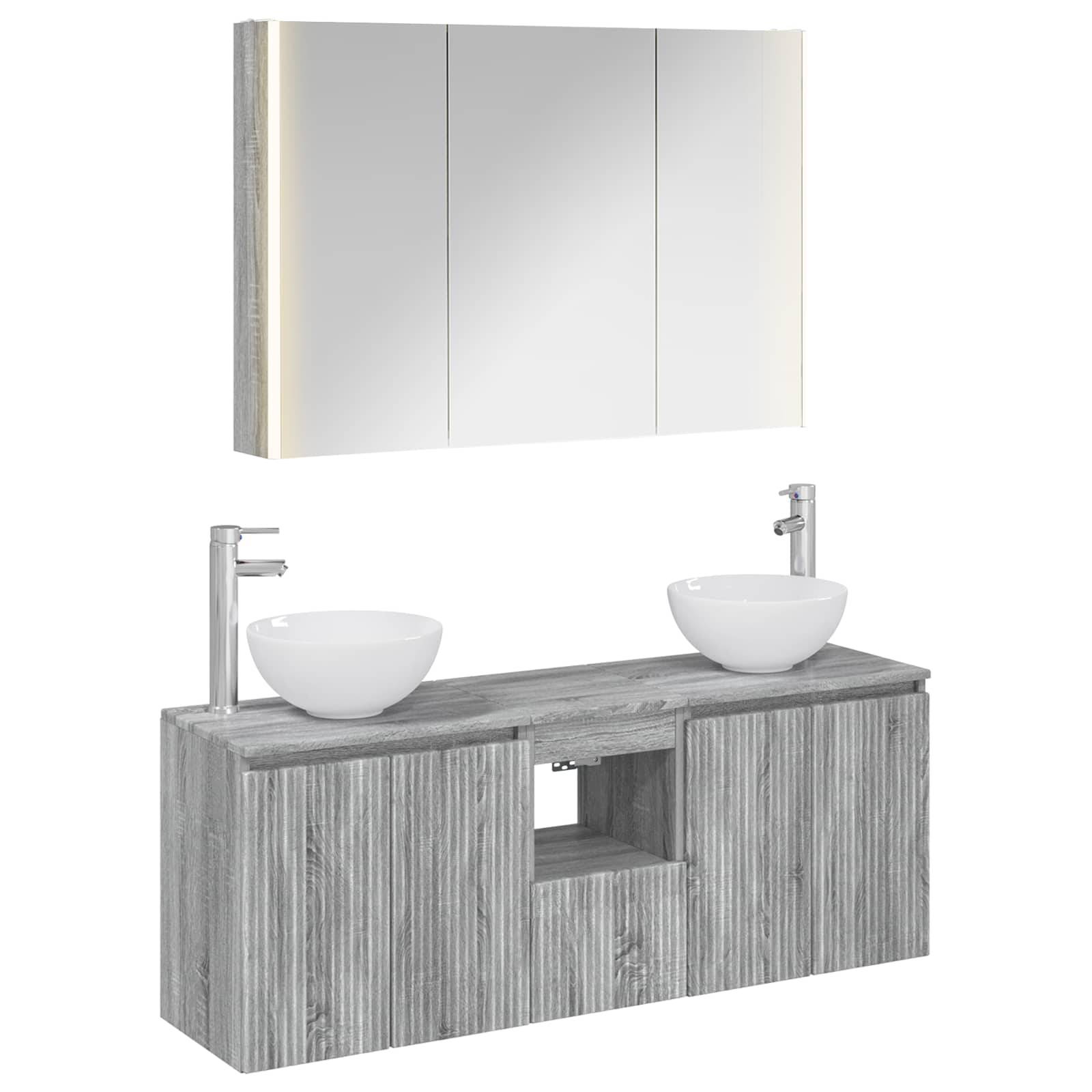 vidaXL Badezimmerschrank-Set 4 pcs Grau Sonoma 103,5 x 15,5 x 70 cm