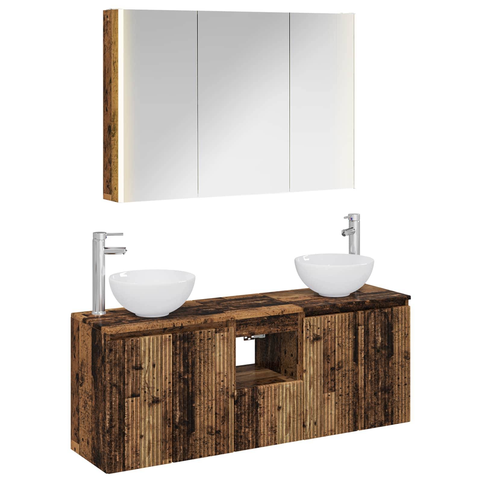 vidaXL Badezimmerschrank-Set 4 pcs Altholz 103,5 x 15,5 x 70 cm