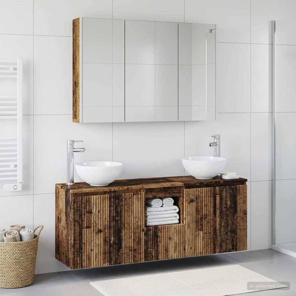 vidaXL Badezimmerschrank-Set 4 pcs Altholz 103,5 x 15,5 x 70 cm