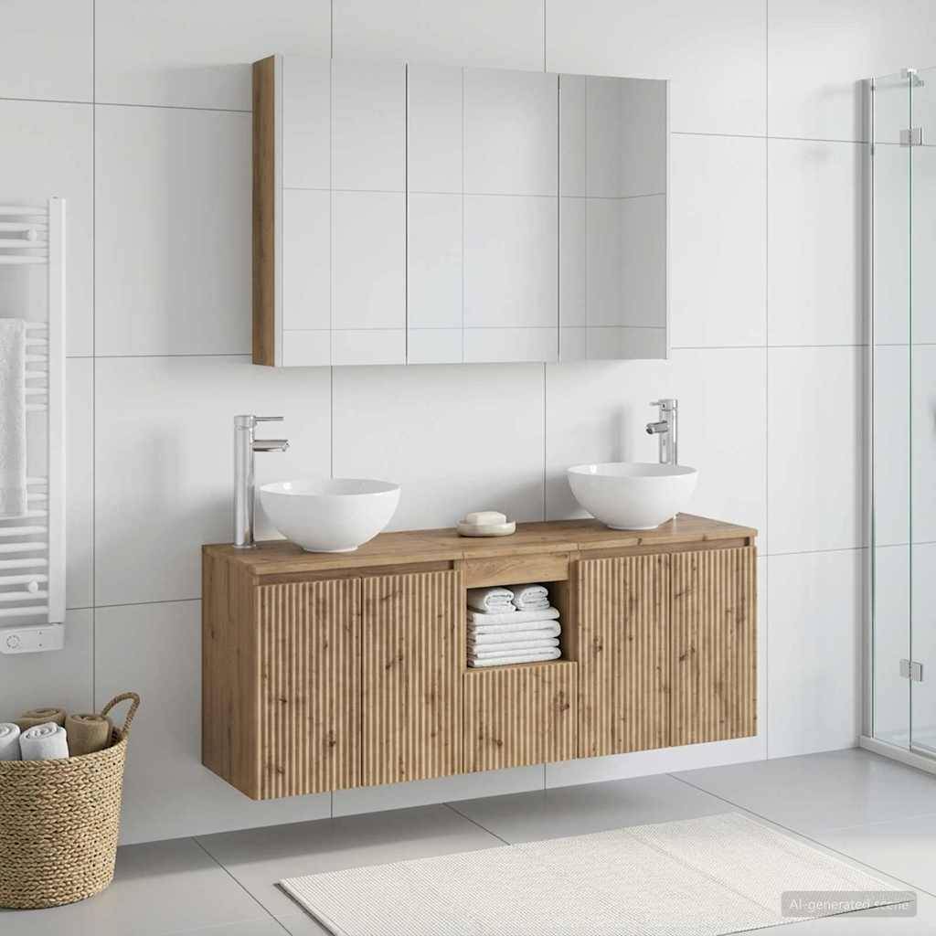 vidaXL Badezimmerschrank-Set 4 Stk. Artisan-Eiche Holzwerkstoff