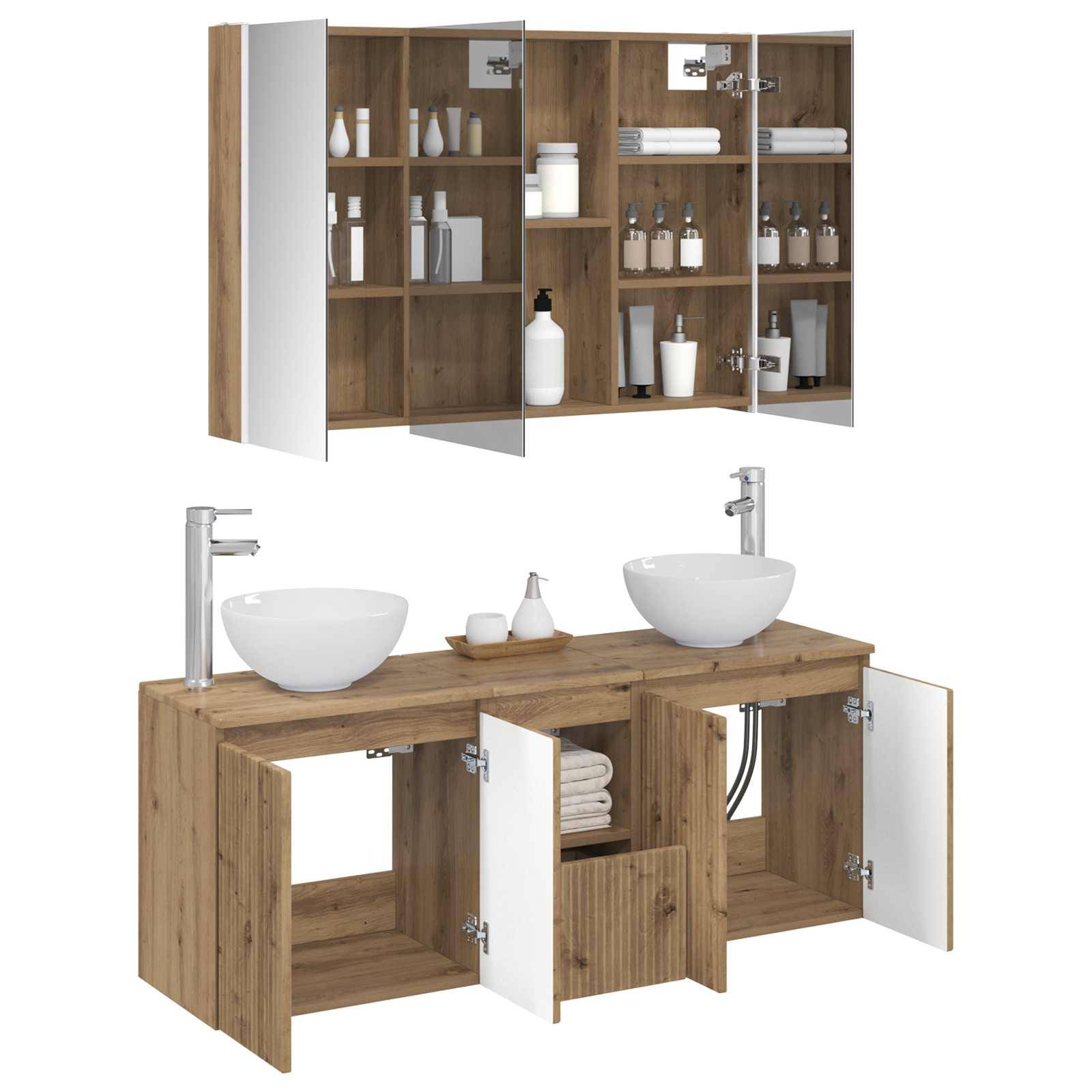 vidaXL Badezimmerschrank-Set 4 Stk. Artisan-Eiche Holzwerkstoff