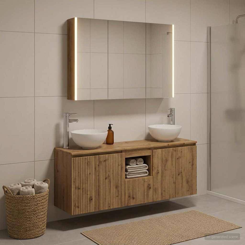 vidaXL Badezimmerschrank-Set 4 Stk. Artisan-Eiche Holzwerkstoff