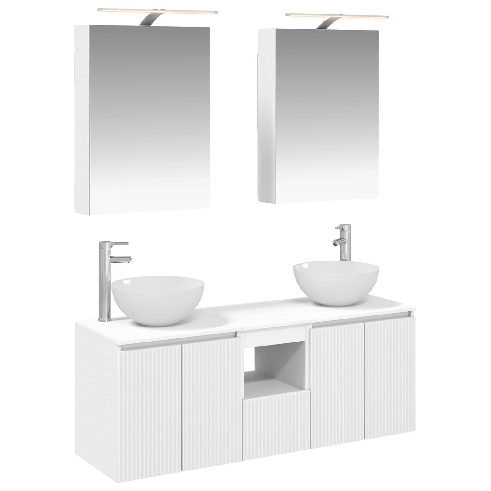 vidaXL Badezimmerschrank-Set 5 pcs Weiß 50 x 14,5 x 70 cm