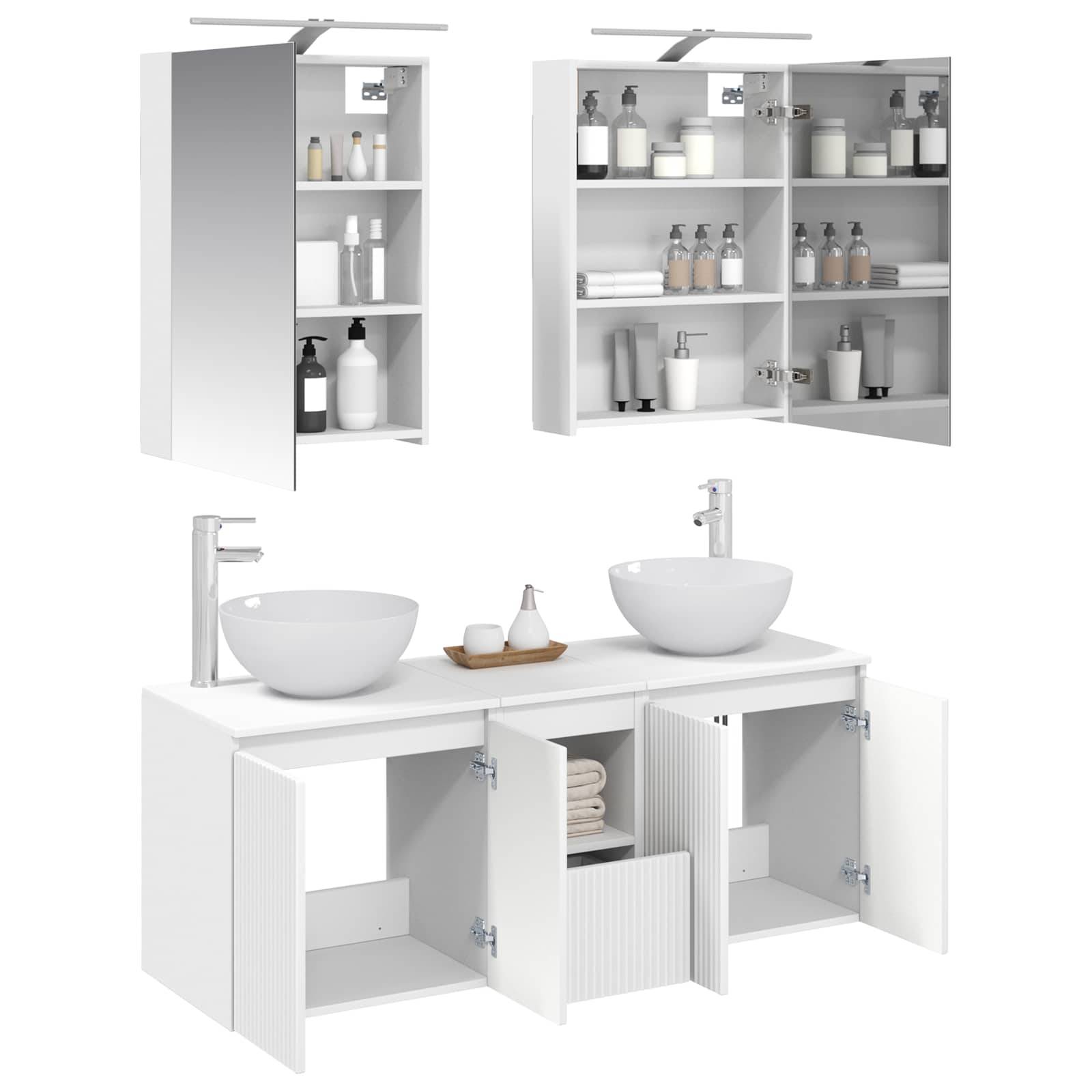vidaXL Badezimmerschrank-Set 5 pcs Weiß 50 x 14,5 x 70 cm