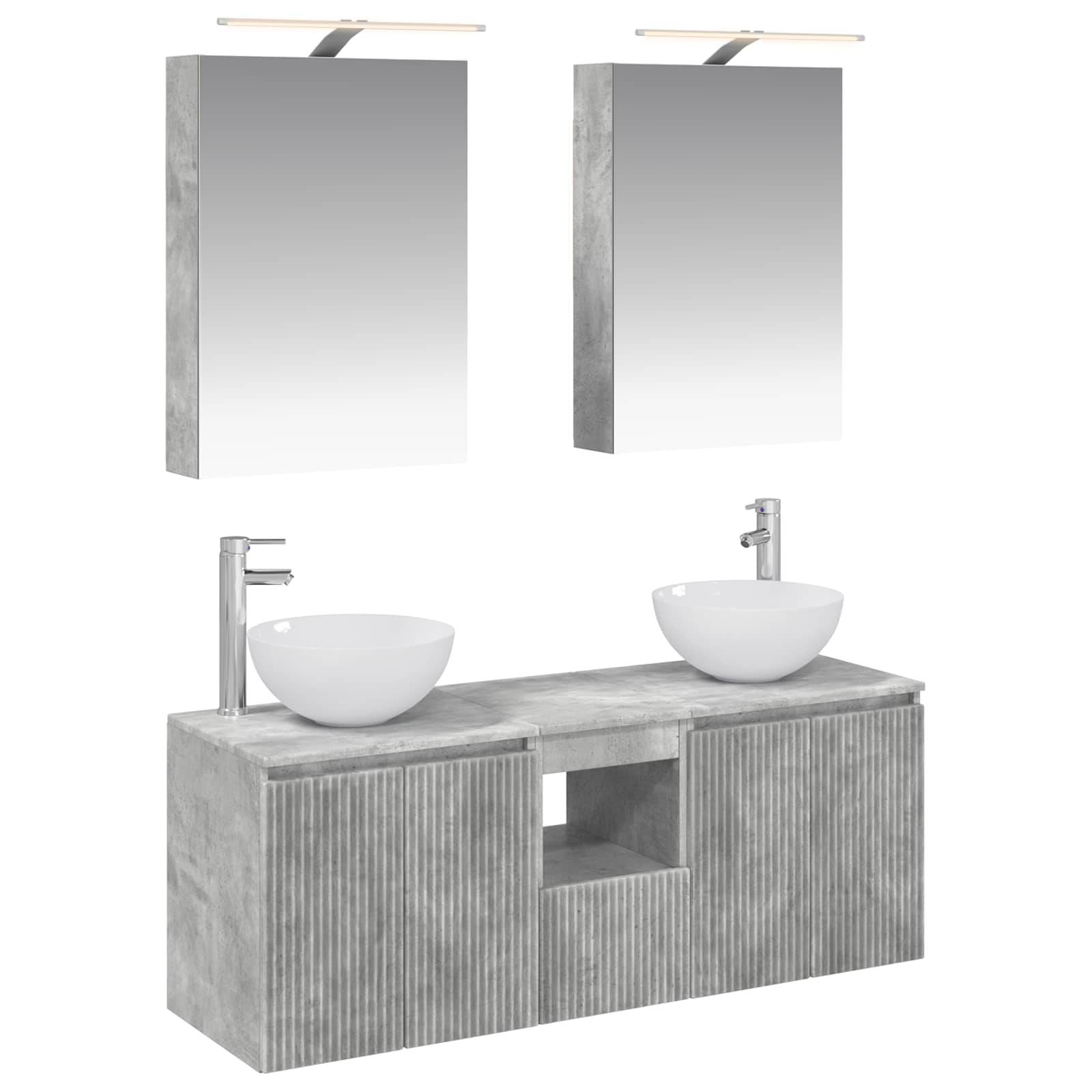 vidaXL Badezimmerschrank-Set 5 pcs Betongrau 50 x 14,5 x 70 cm