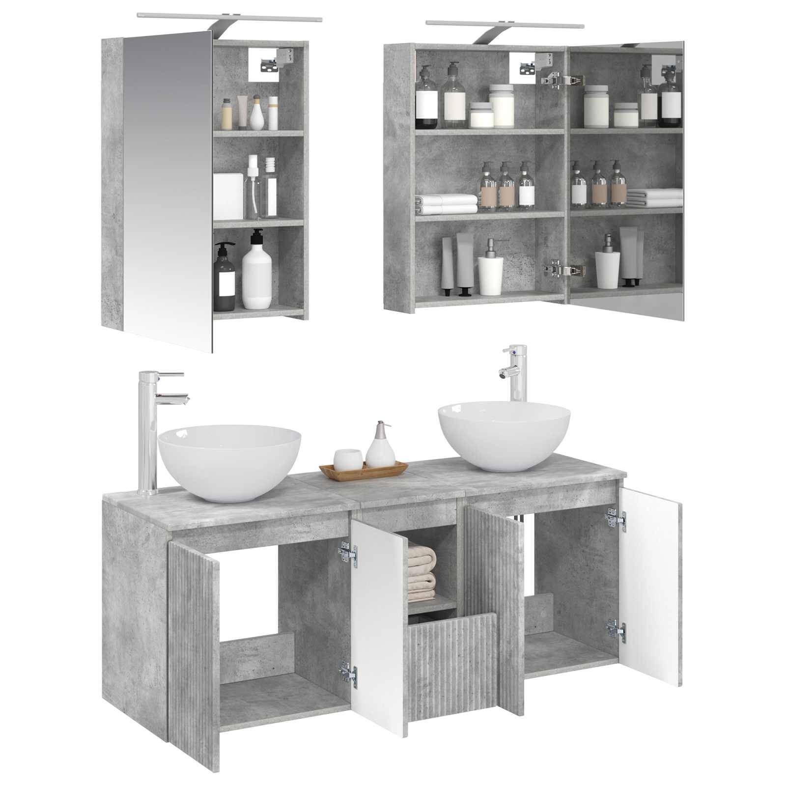 vidaXL Badezimmerschrank-Set 5 pcs Betongrau 50 x 14,5 x 70 cm