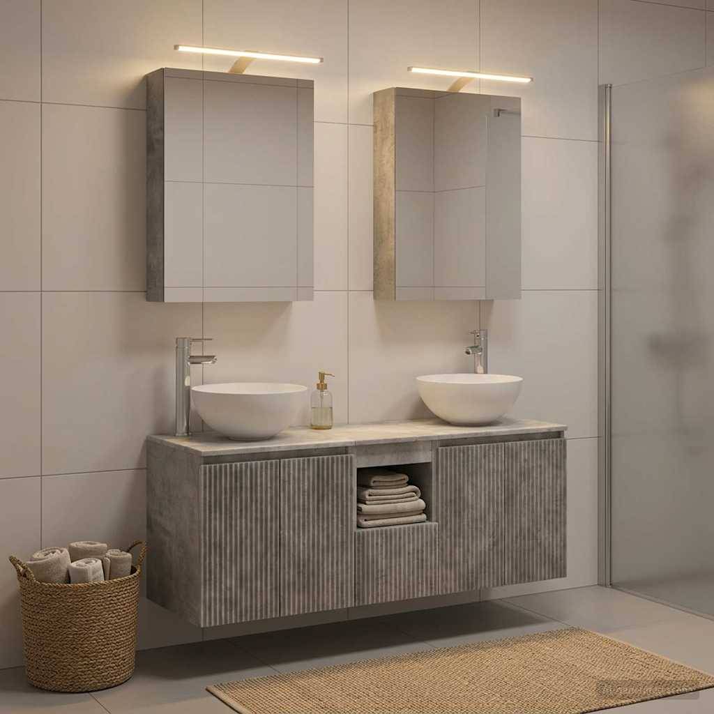 vidaXL Badezimmerschrank-Set 5 pcs Betongrau 50 x 14,5 x 70 cm