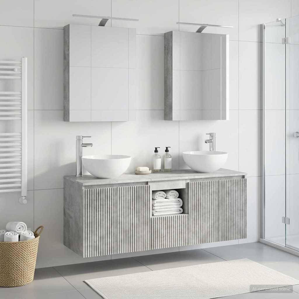 vidaXL Badezimmerschrank-Set 5 pcs Betongrau 50 x 14,5 x 70 cm