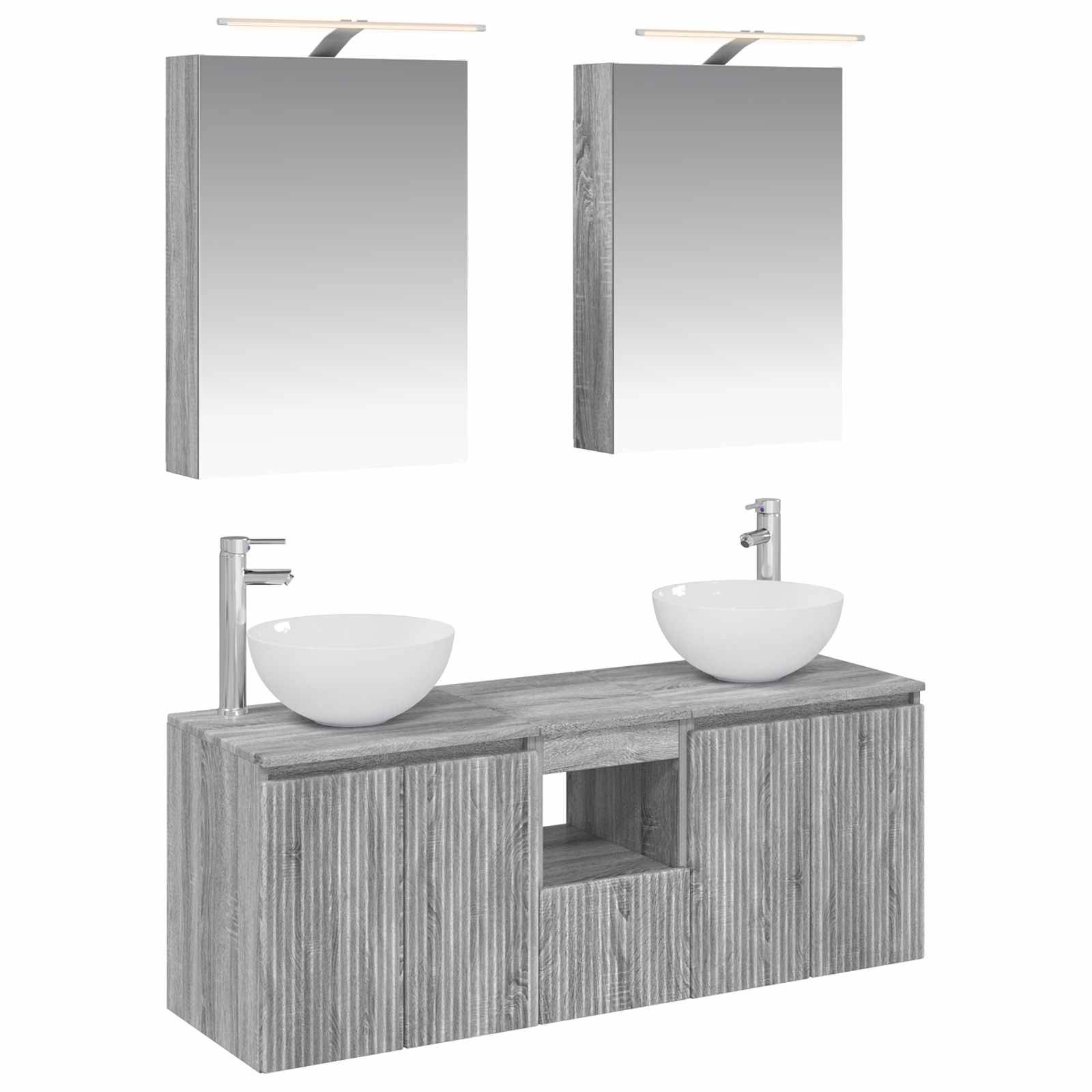 vidaXL Badezimmerschrank-Set 5 pcs Grau Sonoma 50 x 14,5 x 70 cm