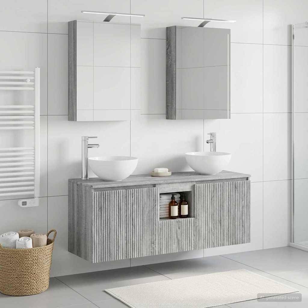 vidaXL Badezimmerschrank-Set 5 pcs Grau Sonoma 50 x 14,5 x 70 cm