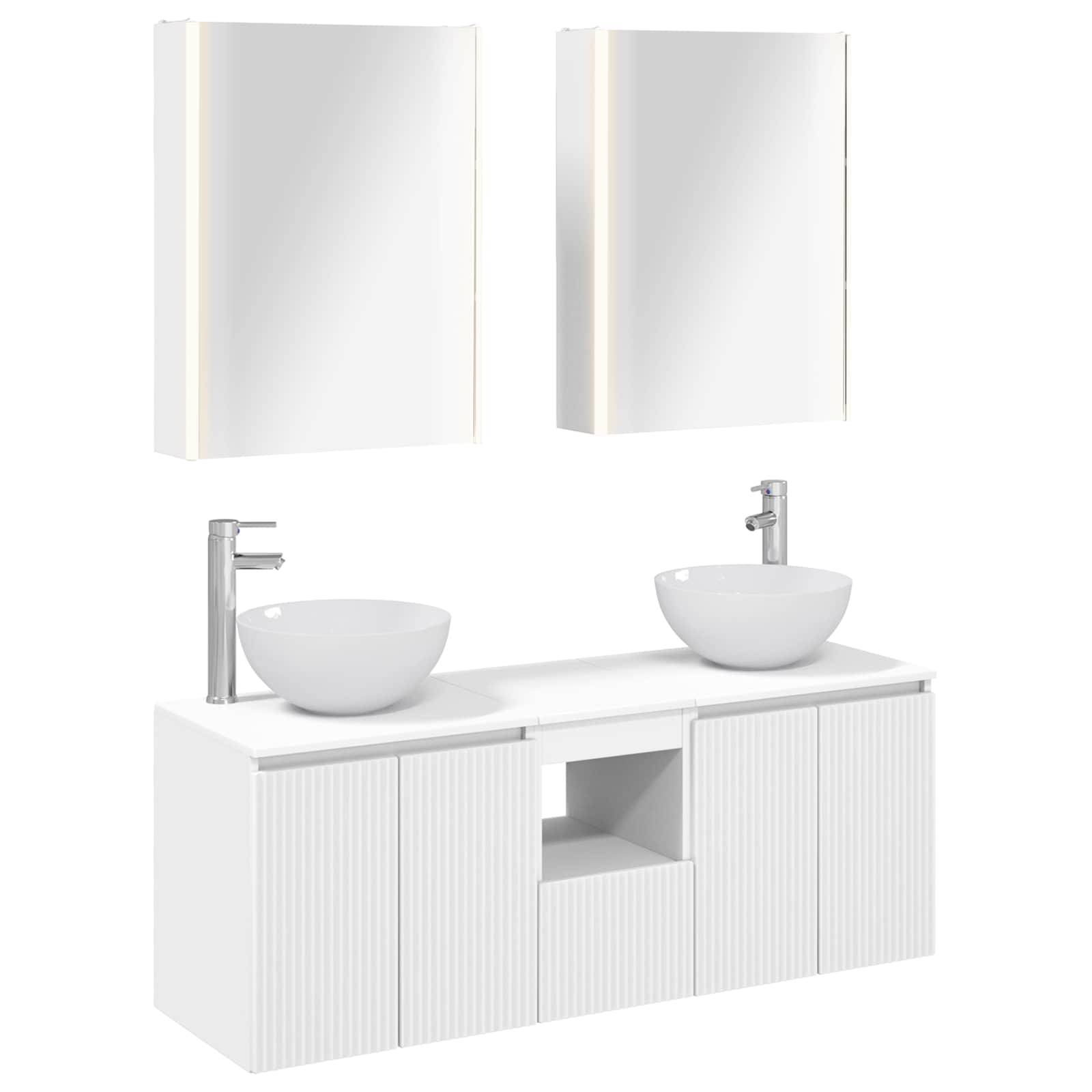 vidaXL Badezimmerschrank-Set 5 pcs Weiß 53 x 15,5 x 70 cm