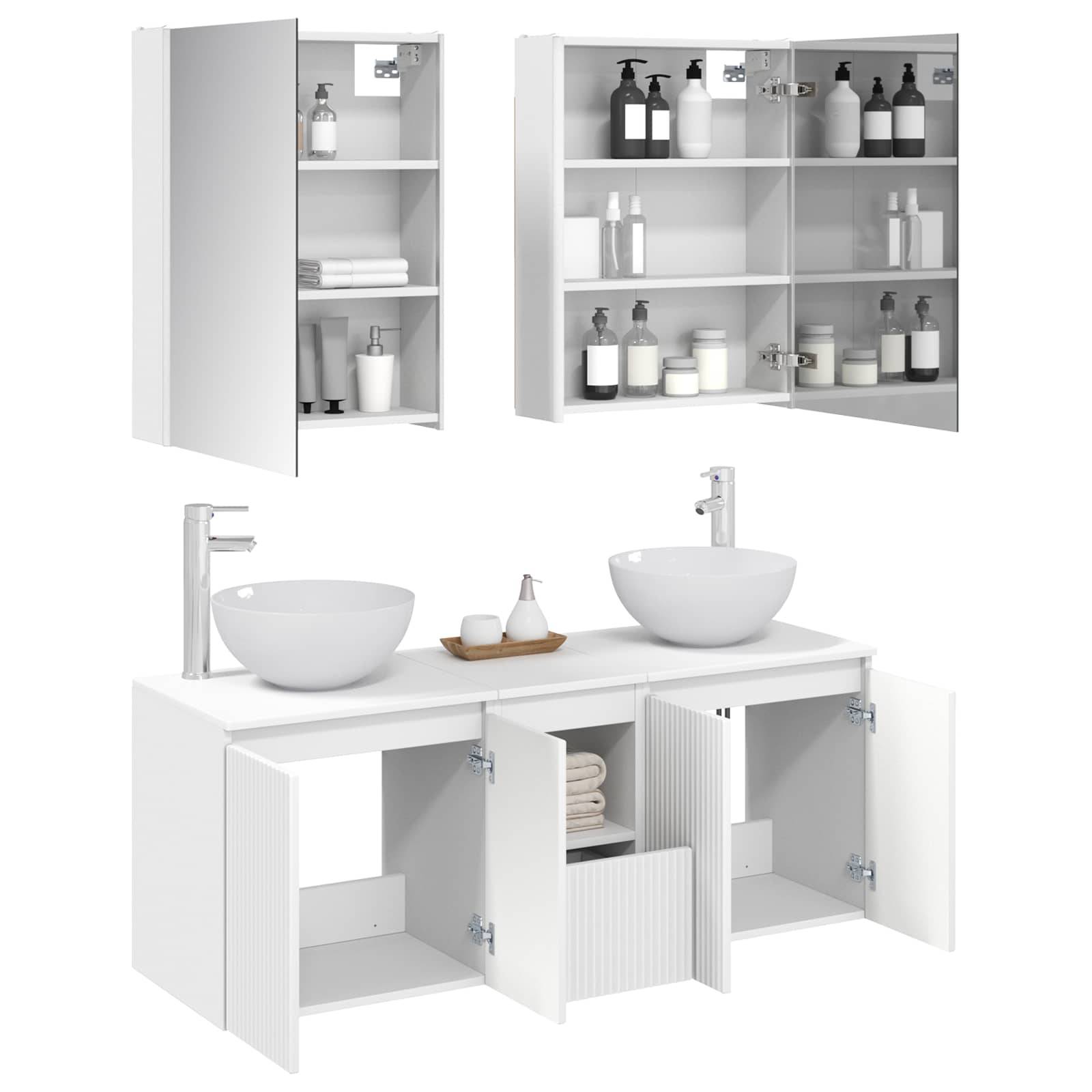 vidaXL Badezimmerschrank-Set 5 pcs Weiß 53 x 15,5 x 70 cm