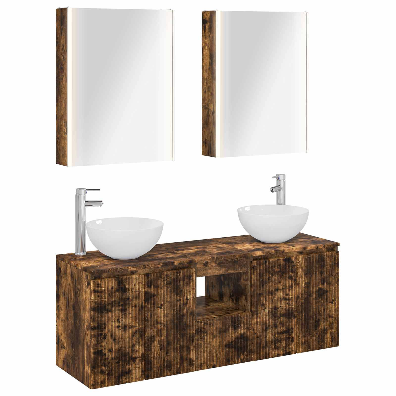 vidaXL Badezimmerschrank-Set 5 pcs Geräucherte Eiche 53 x 15,5 x 70 cm
