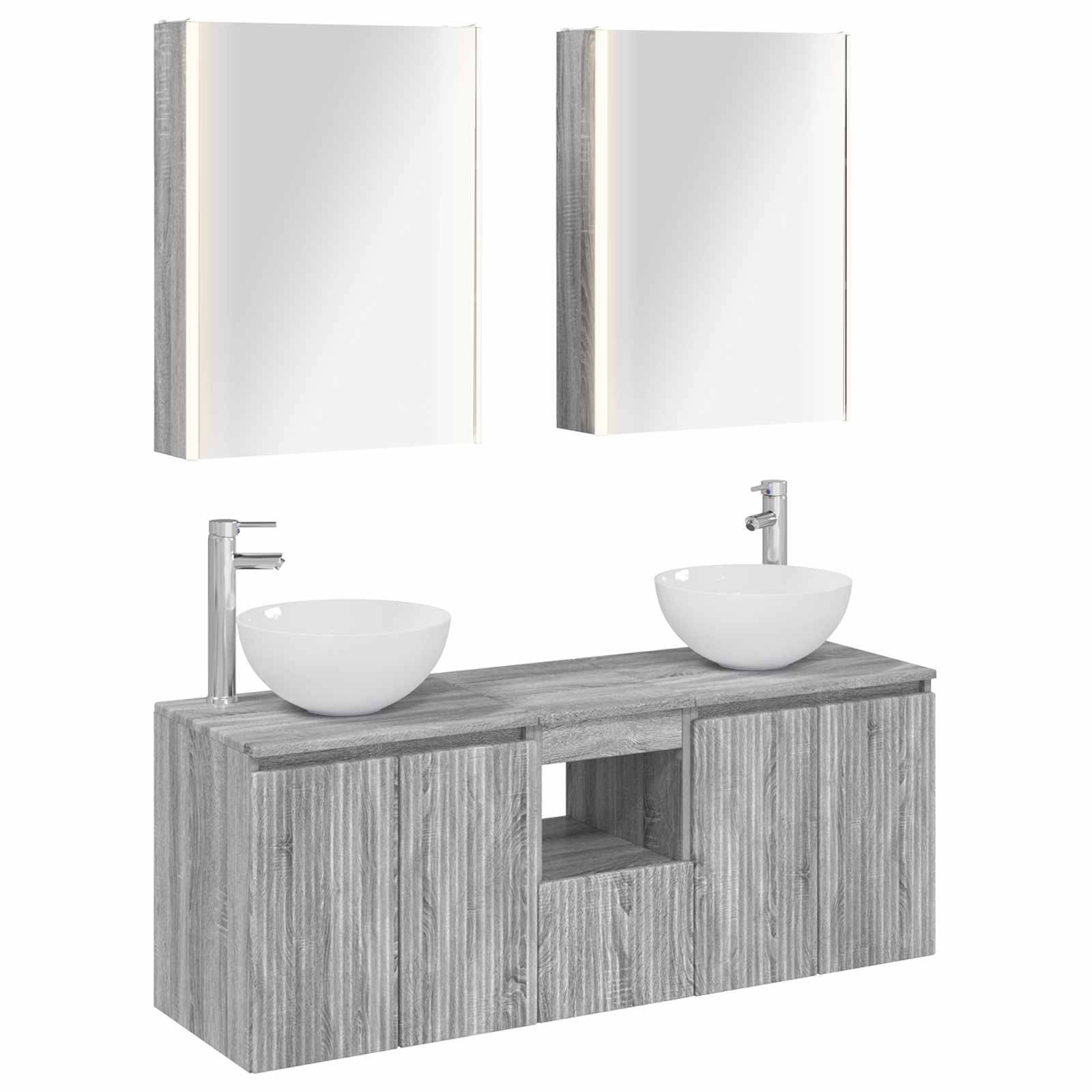 vidaXL Badezimmerschrank-Set 5 pcs Grau Sonoma 53 x 15,5 x 70 cm