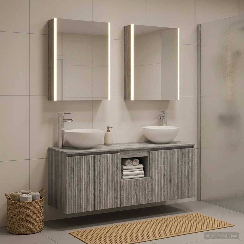 vidaXL Badezimmerschrank-Set 5 pcs Grau Sonoma 53 x 15,5 x 70 cm