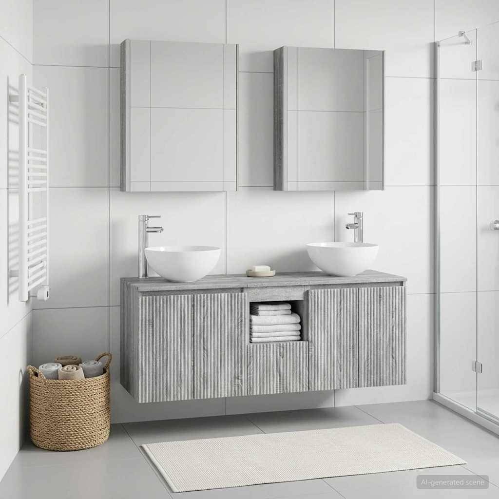 vidaXL Badezimmerschrank-Set 5 pcs Grau Sonoma 53 x 15,5 x 70 cm