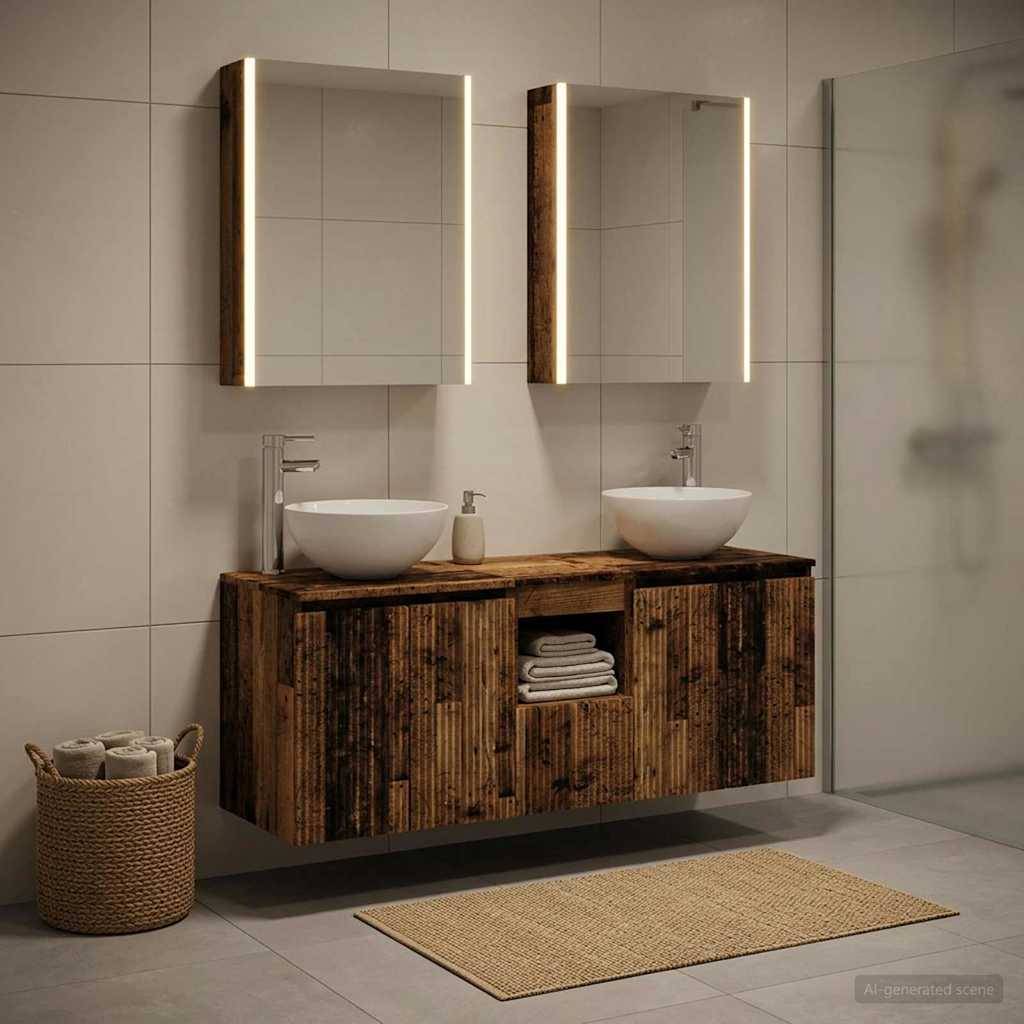 vidaXL Badezimmerschrank-Set 5 pcs Altholz 53 x 15,5 x 70 cm