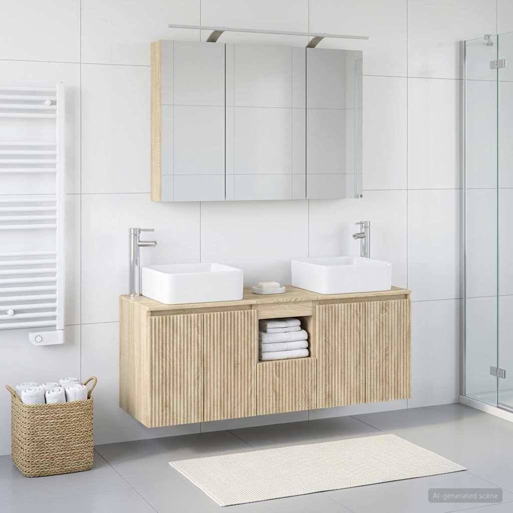 vidaXL Badezimmerschrank-Set 4 pcs Sonoma-Eiche 100 x 14,5 x 70 cm