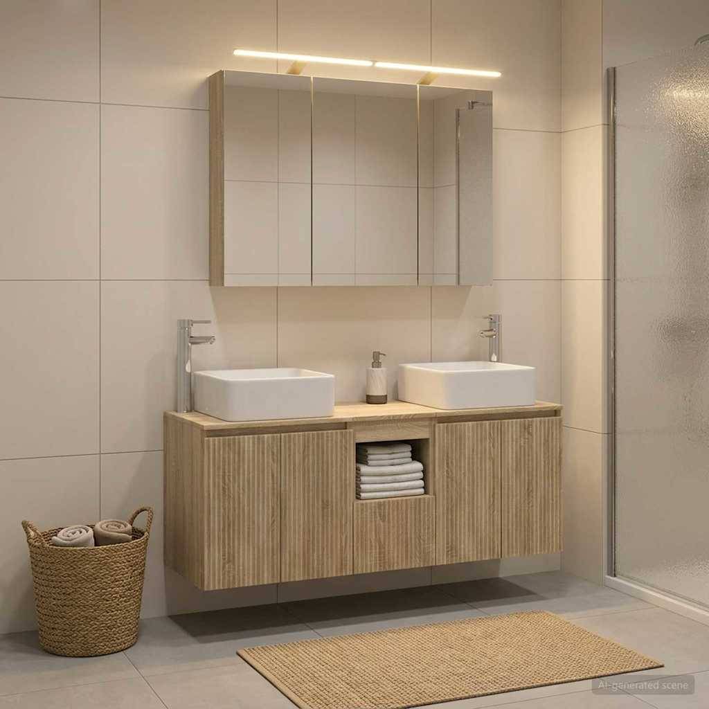 vidaXL Badezimmerschrank-Set 4 pcs Sonoma-Eiche 100 x 14,5 x 70 cm