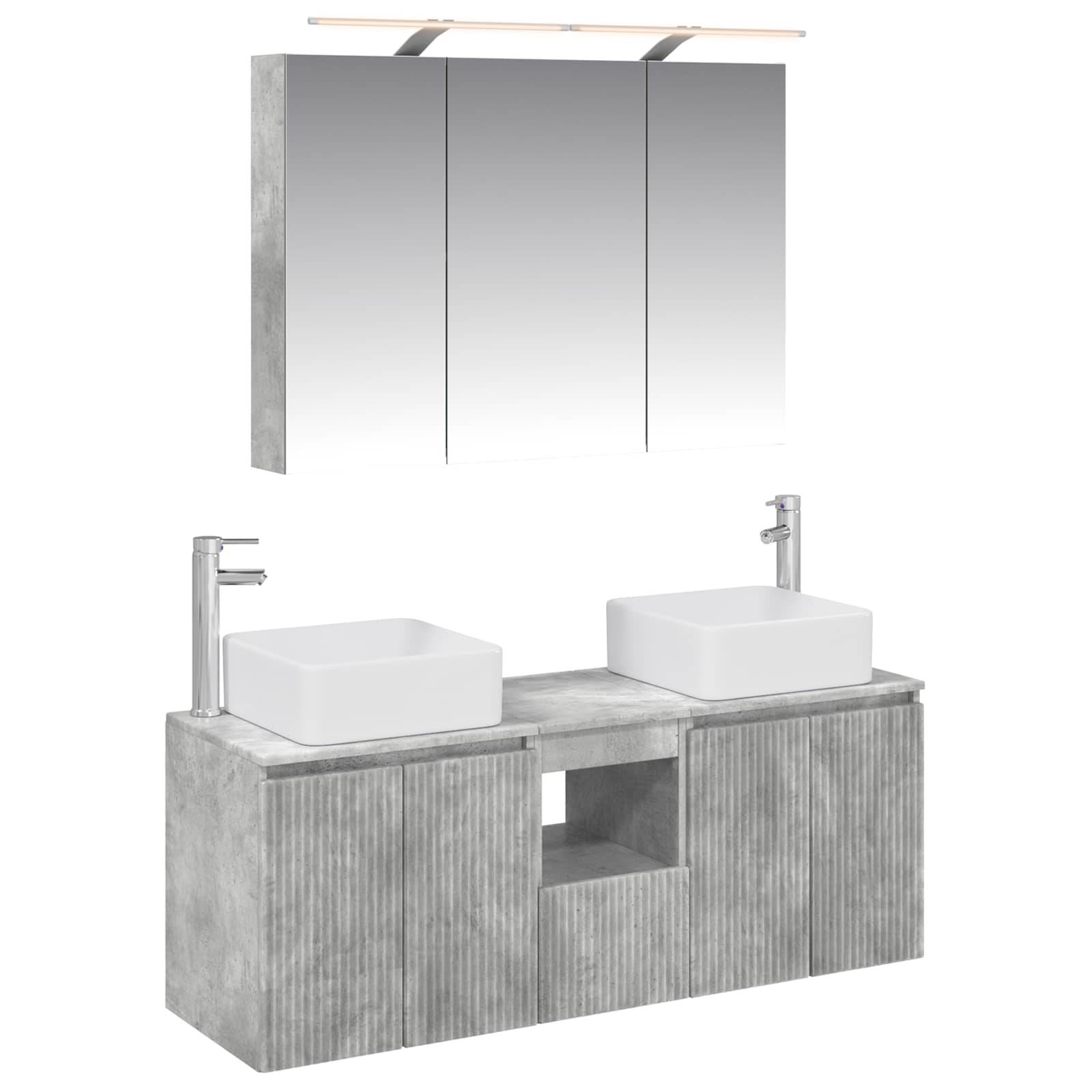 vidaXL Badezimmerschrank-Set 4 pcs Betongrau 100 x 14,5 x 70 cm